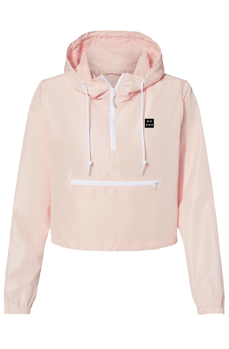 No One Lightweight Pullover Crop Windbreaker Blush Pink