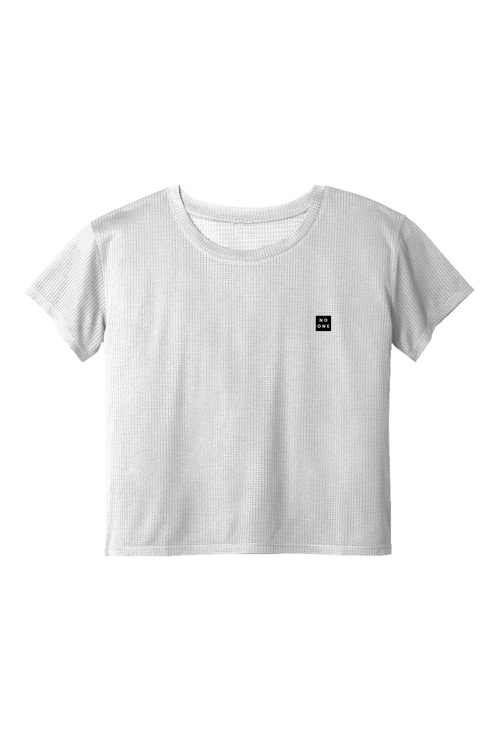 Women's No One Jersey Mesh Patch Crop Tee White