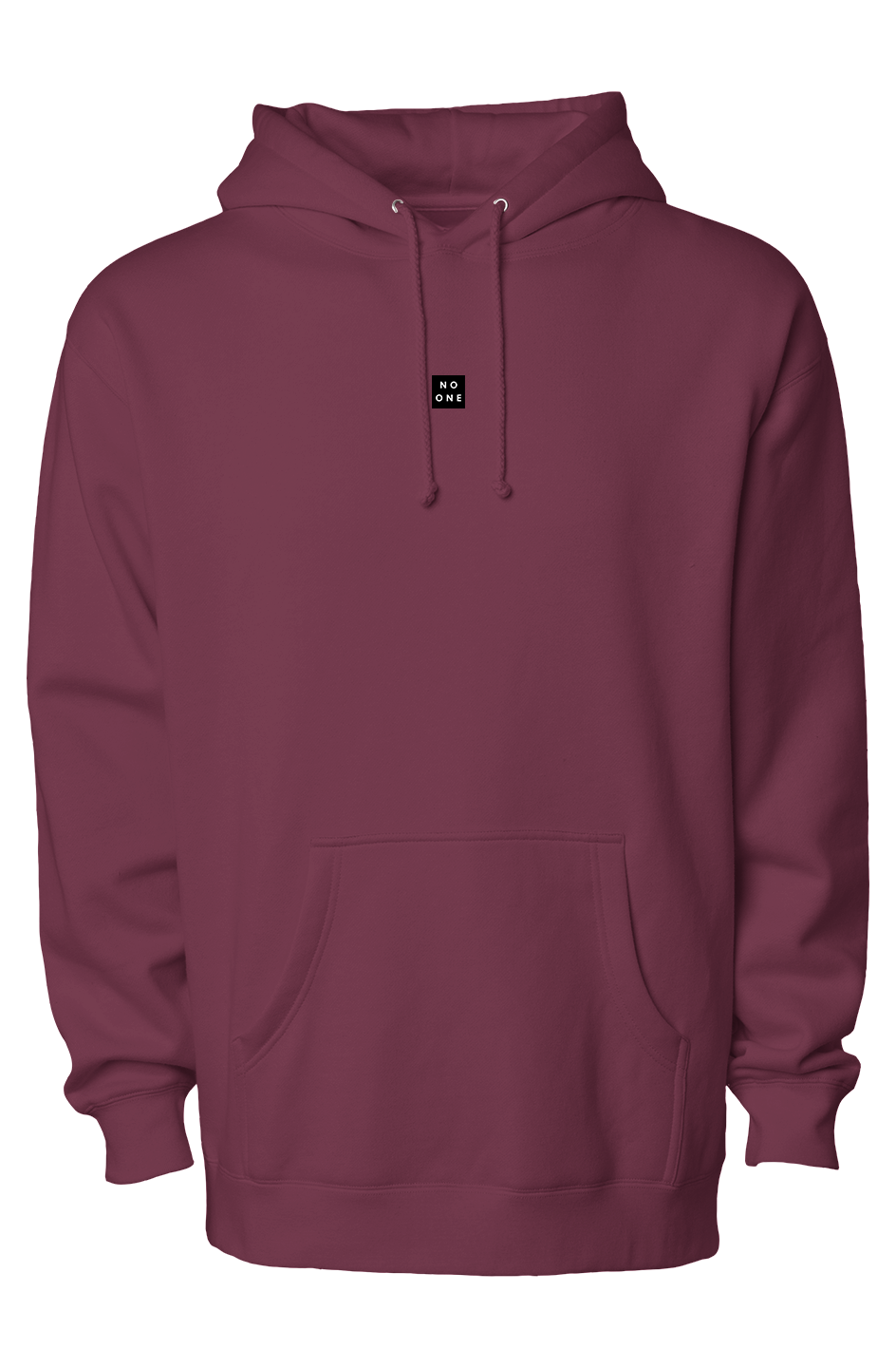 No One Heavyweight Hoodie Patch Cuff Maroon Berry