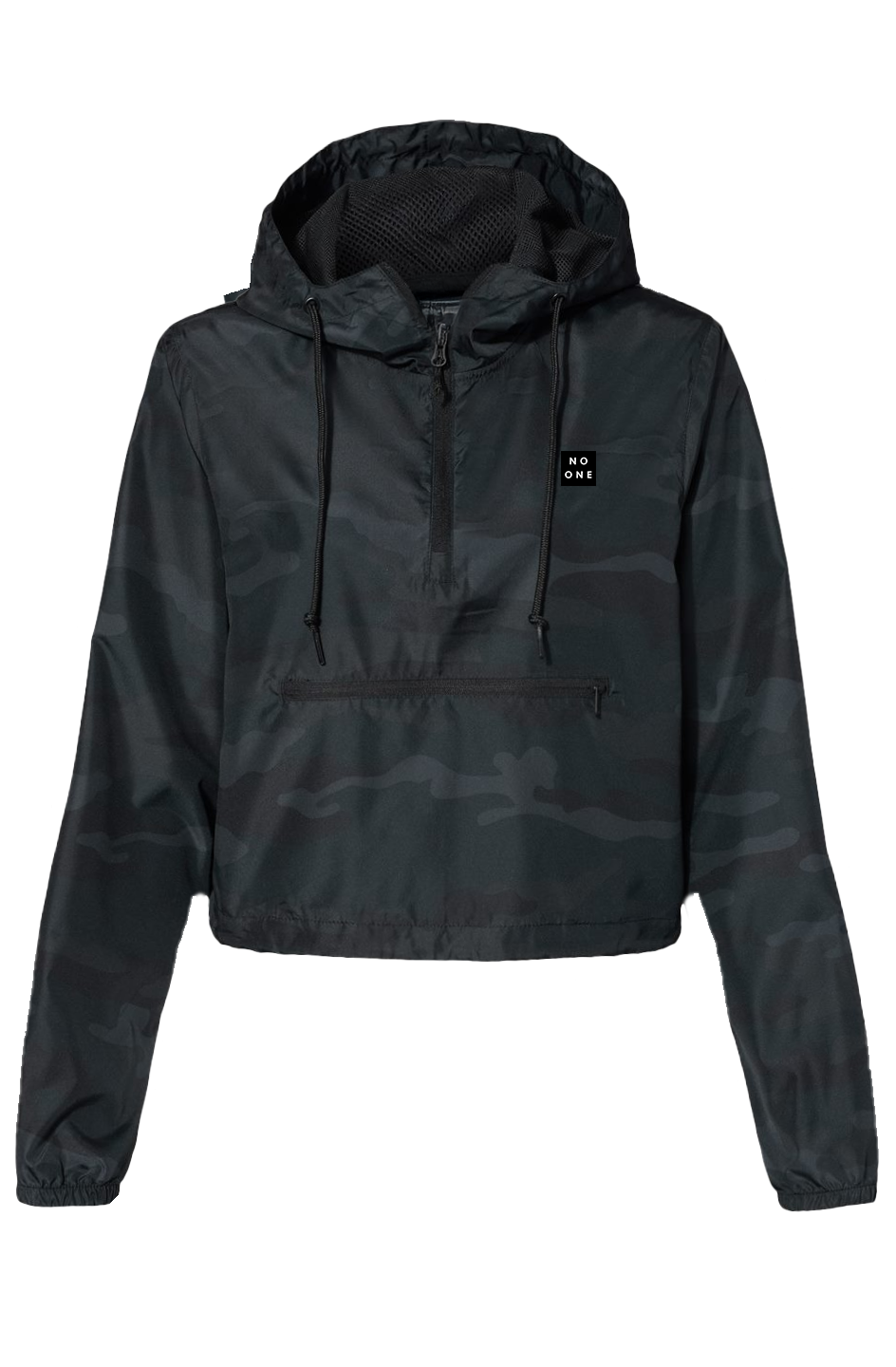 No One Lightweight Crop Windbreaker Black Camo
