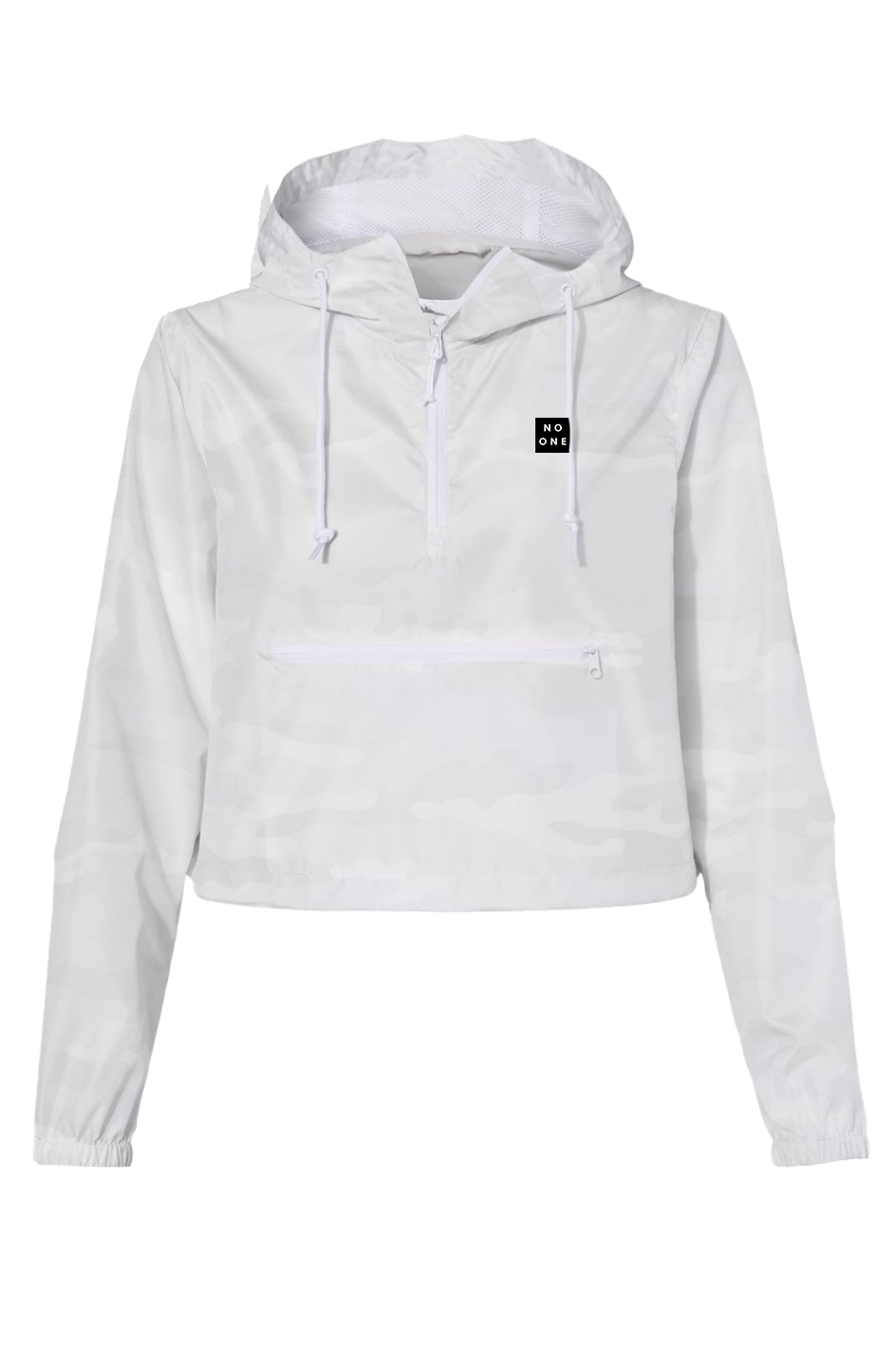 No One Lightweight Pullover Crop Windbreaker White Camo