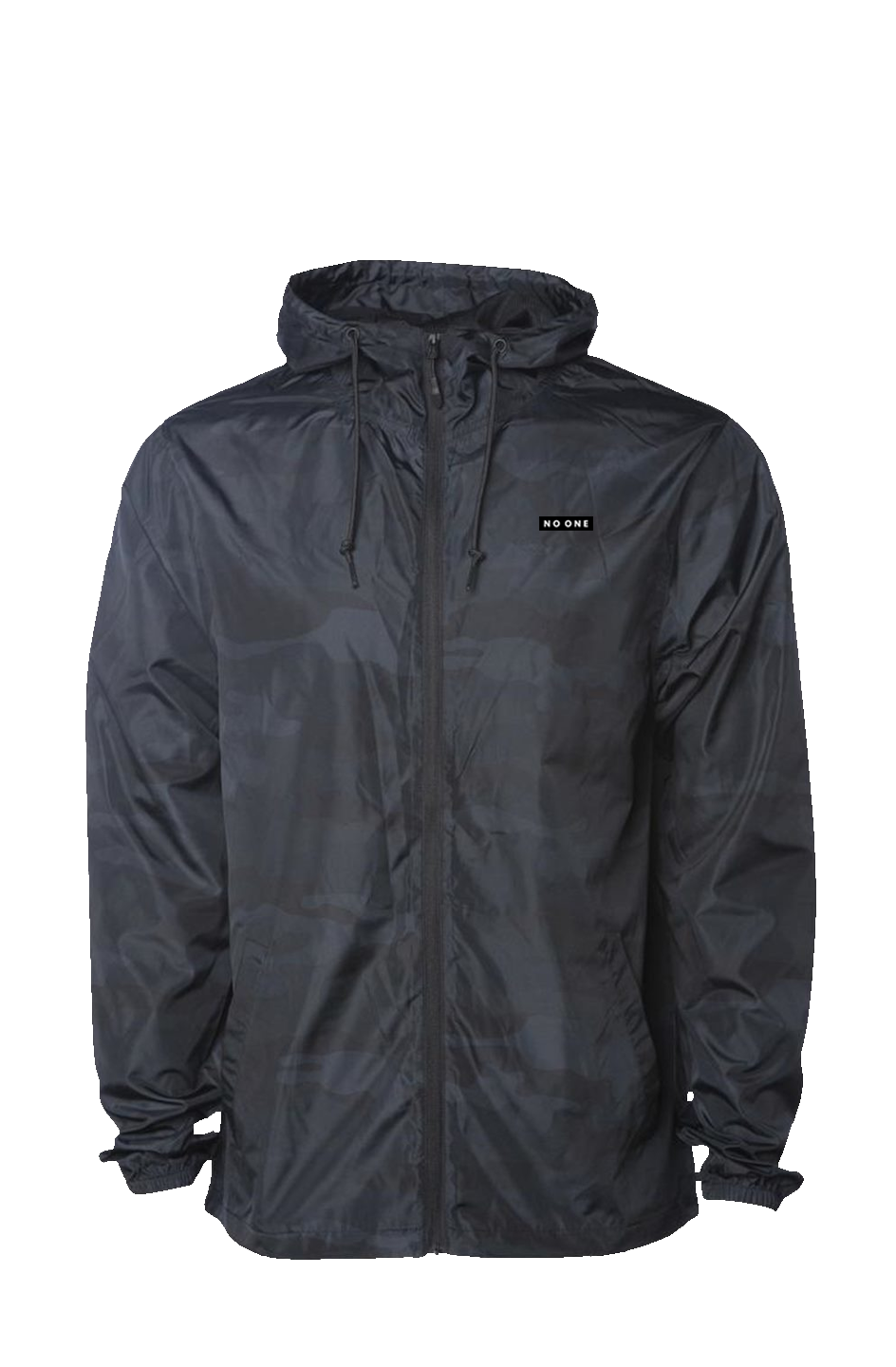 No One Water Resistant Full-Zip Windbreaker Black Camo