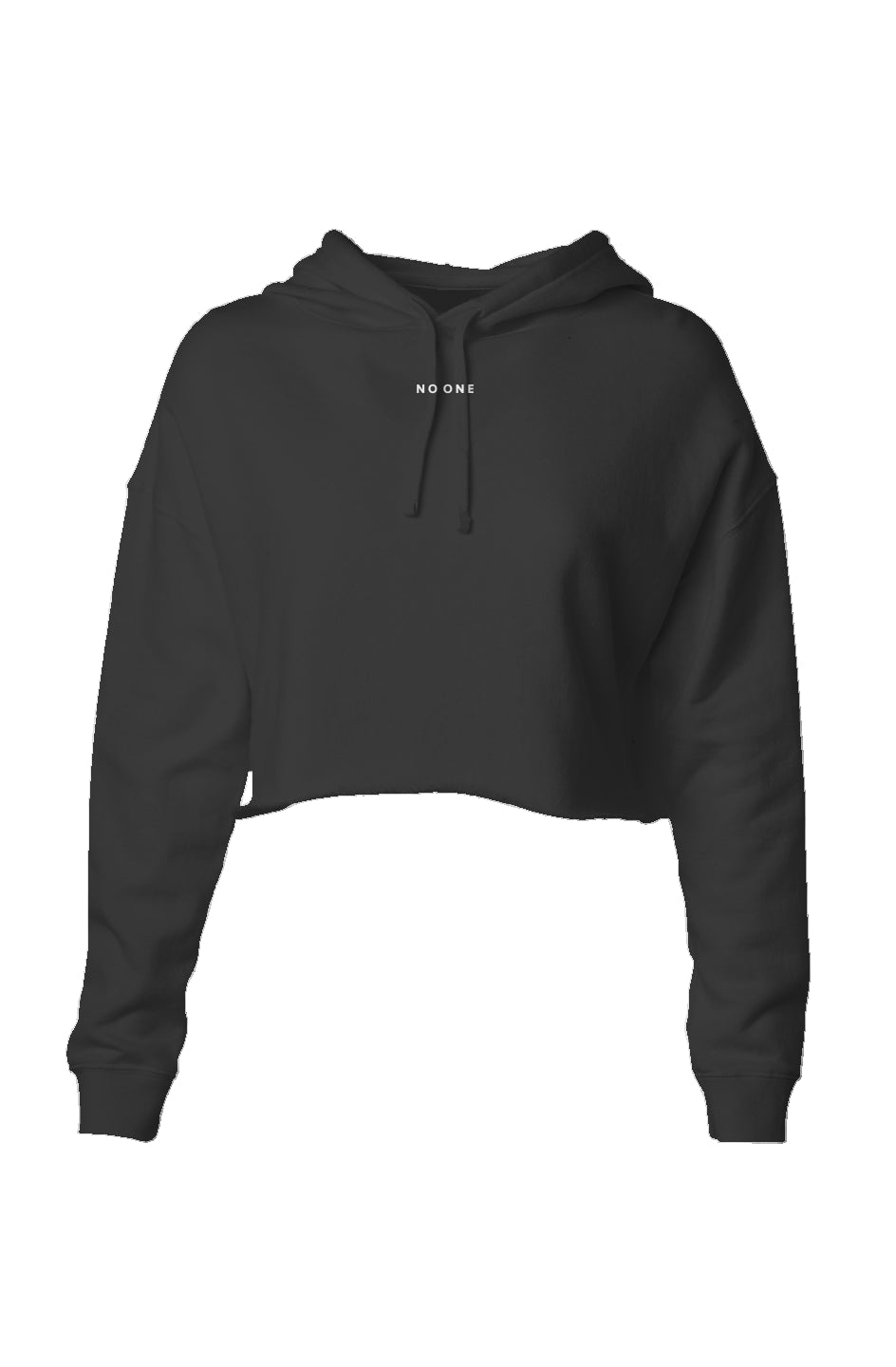 No One Cropped Hoodie Black - NO ONE