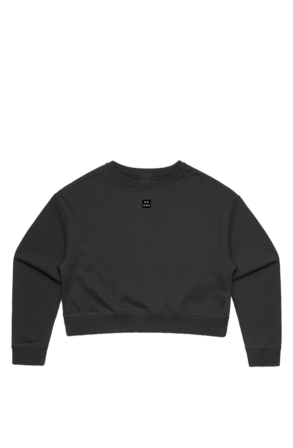 No One Cropped Long Sleeve Crew Black - NO ONE