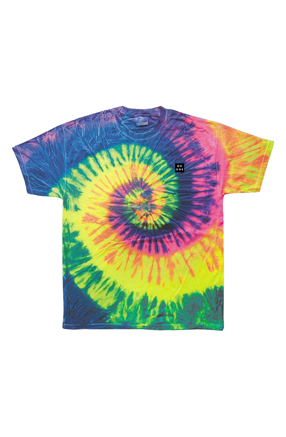 No One Tie Dye Neon Rainbow Patch Tee