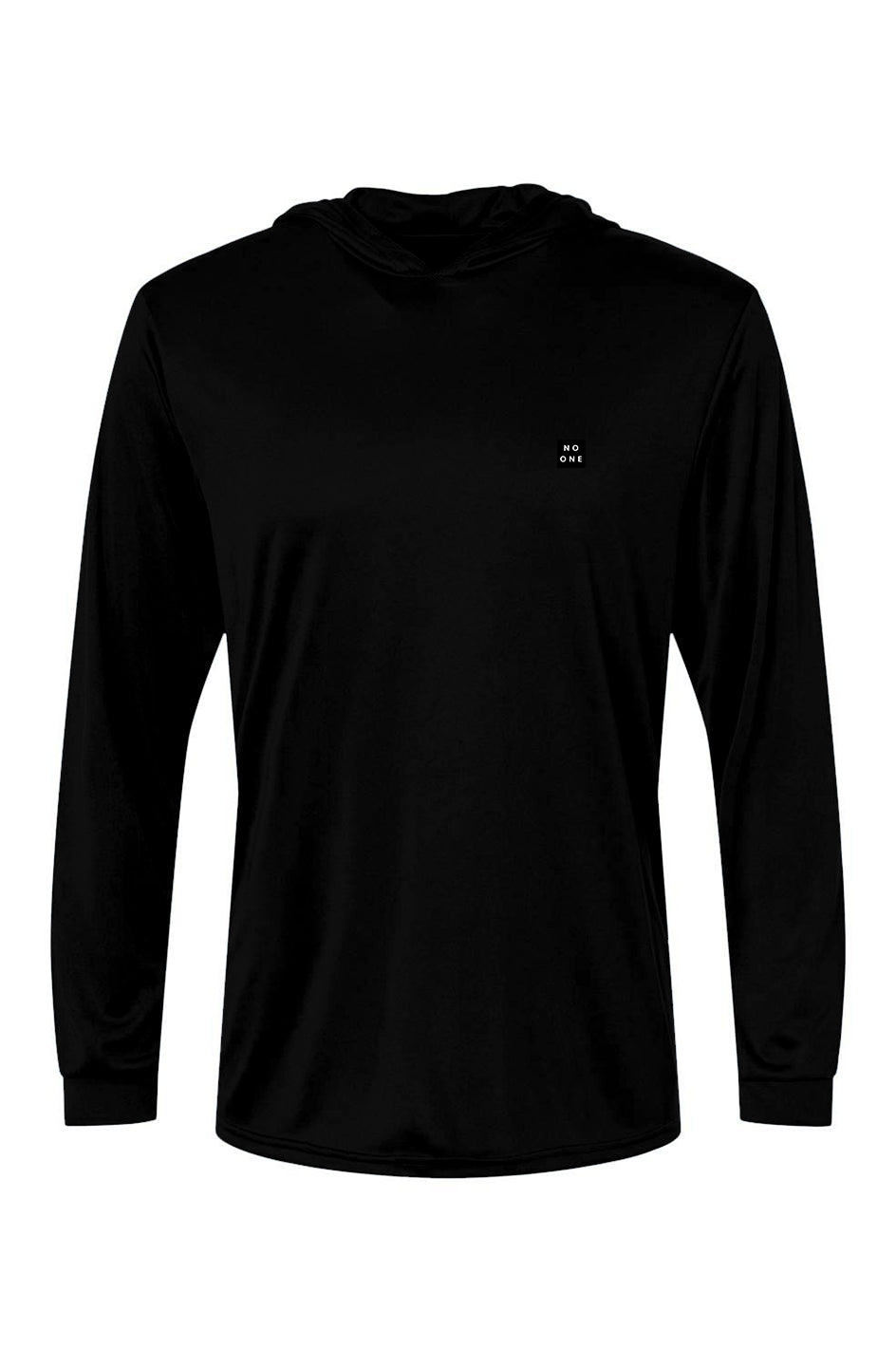 No One Sun Hooded Patch Long Sleeve Aluminum UPF 50 Black