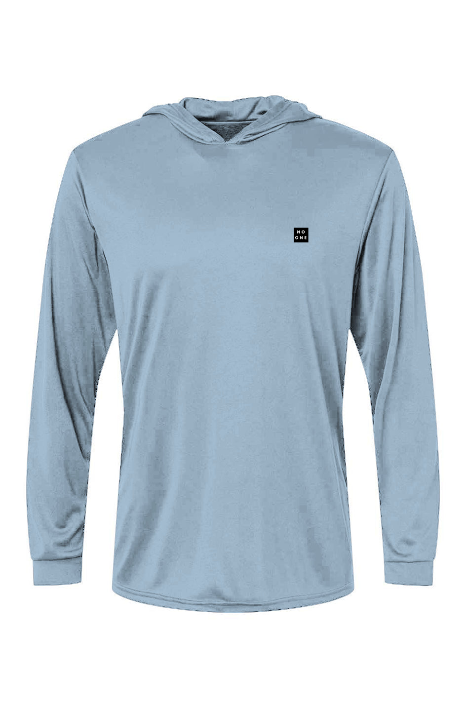 No One Sun Hooded Patch Long Sleeve Aluminum UPF 50 Blue Mist