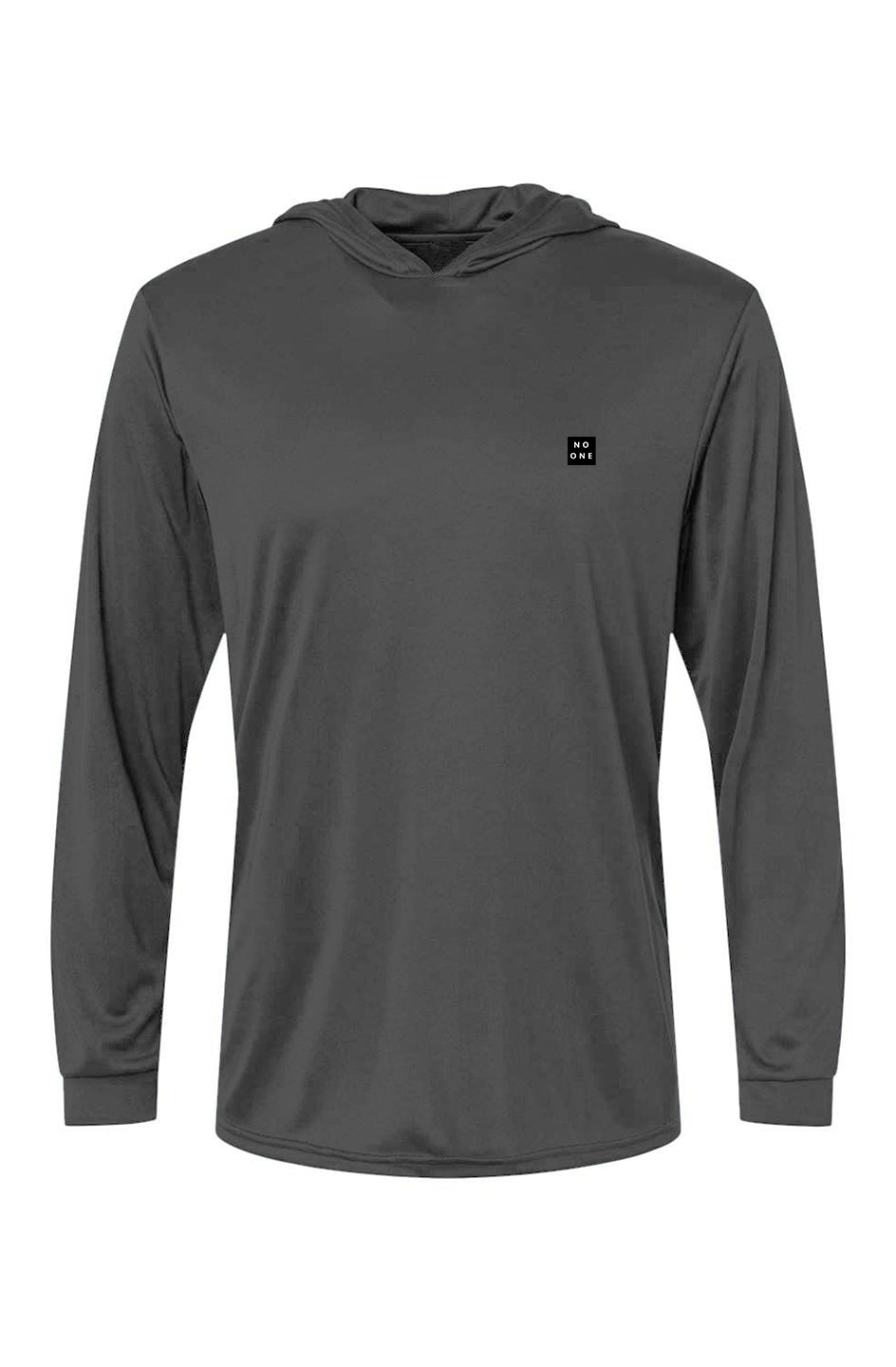 No One Sun Hooded Patch Long Sleeve Aluminum UPF 50 Graphite