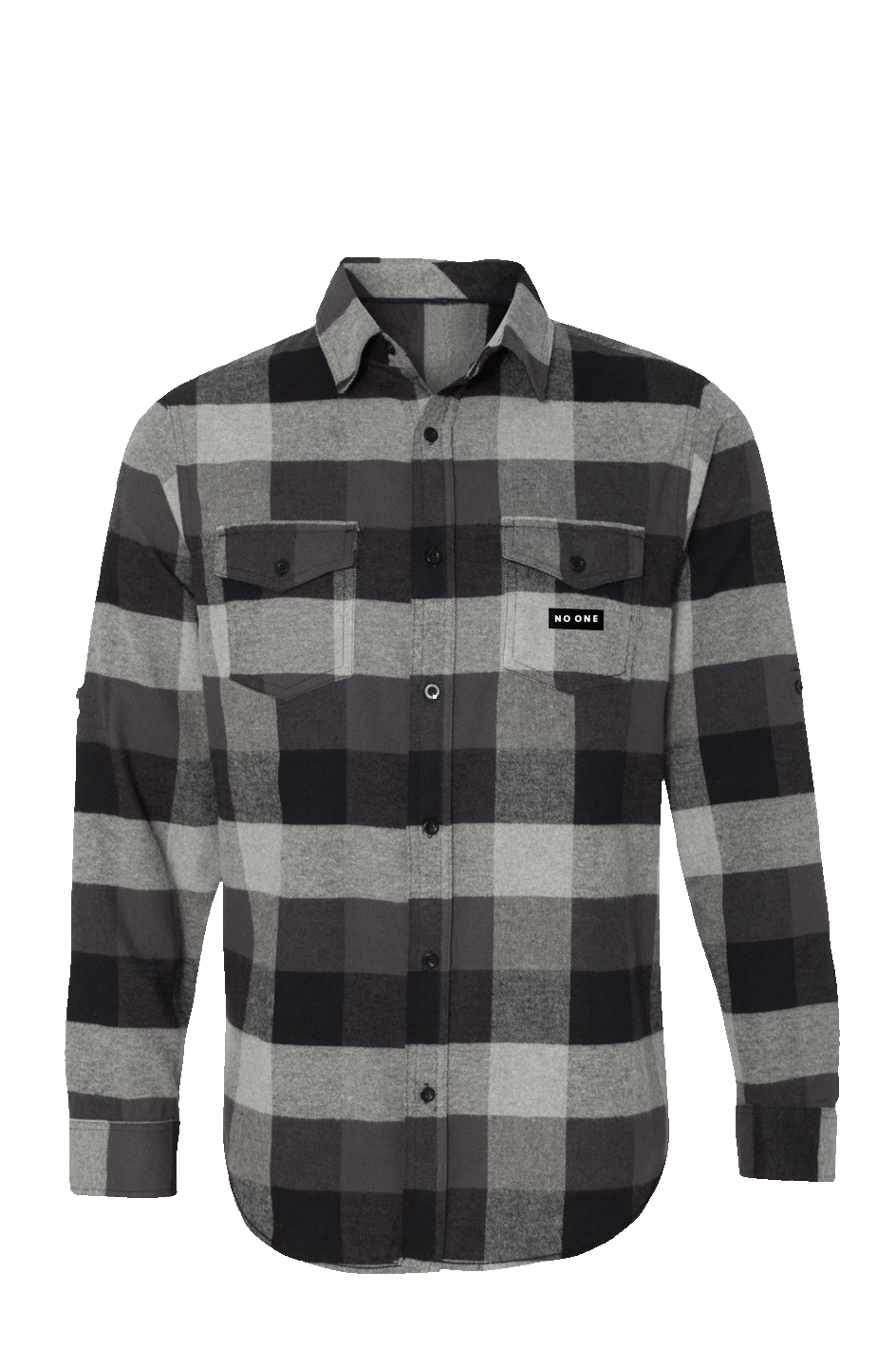 No One Long Sleeve Flannel Grey And Black - NO ONE