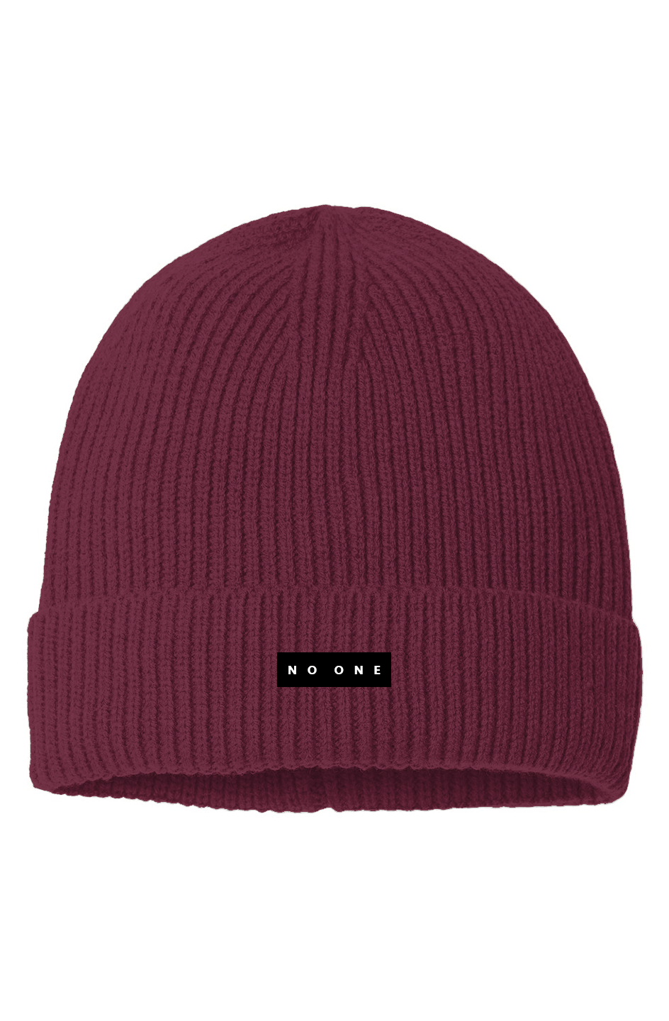 No One Sustainable Fine Rib Knit Beanie Maroon - NO ONE