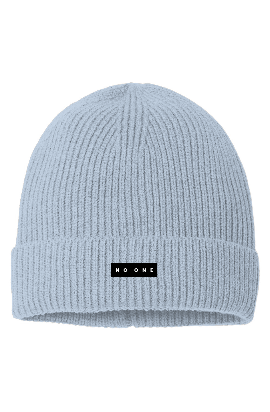 No One Sustainable Fine Rib Knit Beanie Sky - NO ONE